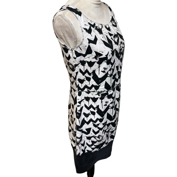 Jil Sander Navy Black/White Abstract Fit n Flare Sleeveless Mini Dress - 38 / 8 - Picture 4 of 10